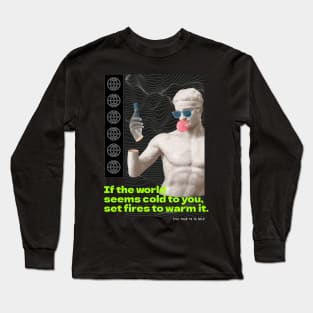 Modern futuristic techno retro quote greek god aesthetic Long Sleeve T-Shirt